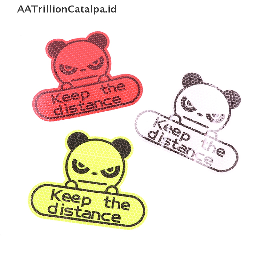 Aa Stiker Reflektif Motif Panda Tulisan Keep Distance Untuk Dekorasi Mobil