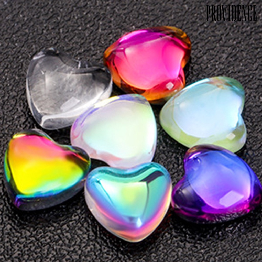 Providence 50Pcs / Set Hiasan Kuku Bentuk Hati Bahan Kaca Untuk Dekorasi Nail Art / Manicure DIY
