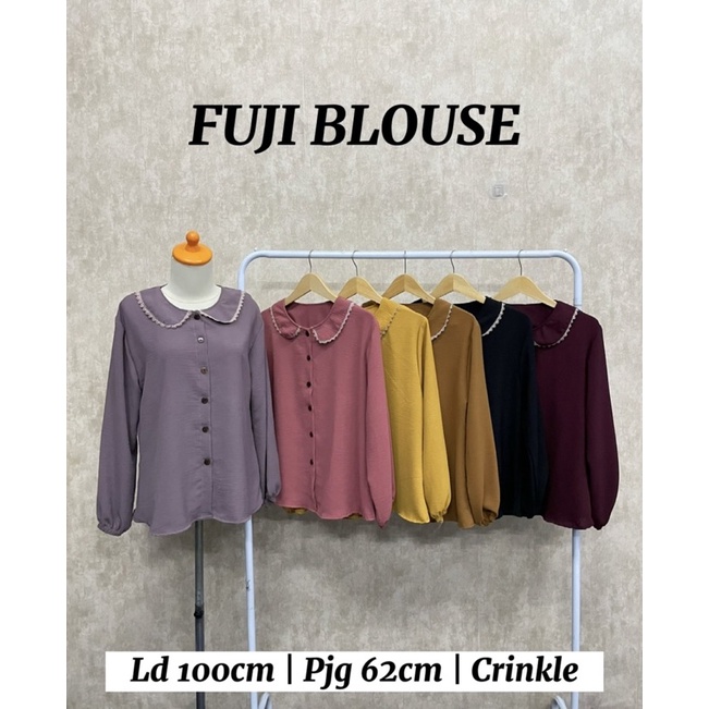 ATASAN CRINKLE FUJI BLOUSE ATASAN KERAH RENDA MUSLIM