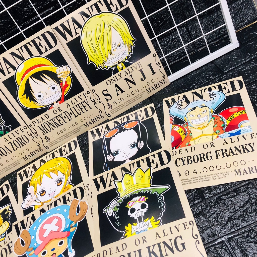 Set Poster Mugiwara Chibi Anime Manga One Piece (Tanpa Bingkai)