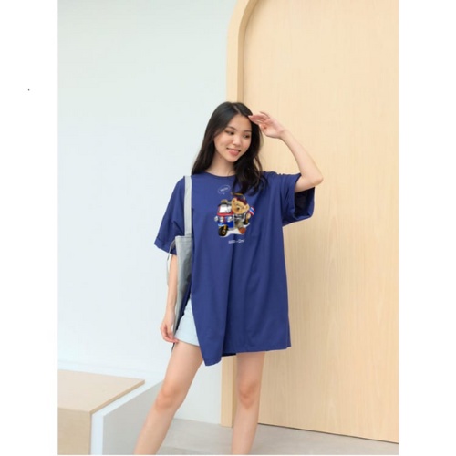 Kaos Oversize Wanita Teddy TAXI BAJAY Belah Samping Jumbo XXL