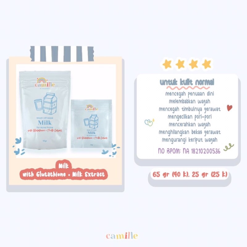 BPOM Camille product 25gr - 65gr (baca deskripsi)-Milk