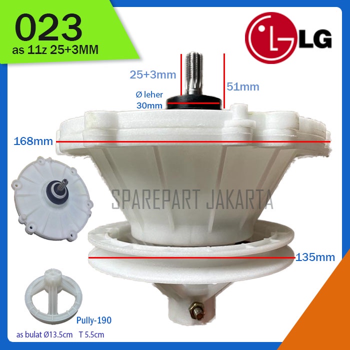SPAREPART JAKARTA- gearbox LG 2 tabung, gigi 11 WGBX-023/ mesin cuci 1 tabung 2 tabung/ front