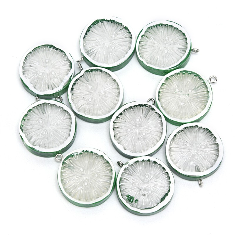 Hbid 10Pcs / Lot Liontin Potongan Buah Lemon Jeruk Bahan Resin untuk Perhiasan DIY