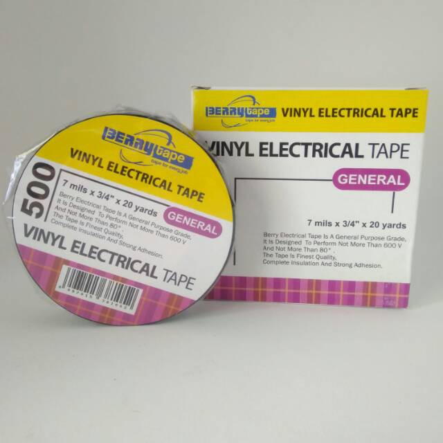 

ISOLASI PVC BERRY TAPE SOLASI ELEKTRIK 20 Yards LAKBAN KABEL ELEKTRIK (Acb Berkah Stationery)