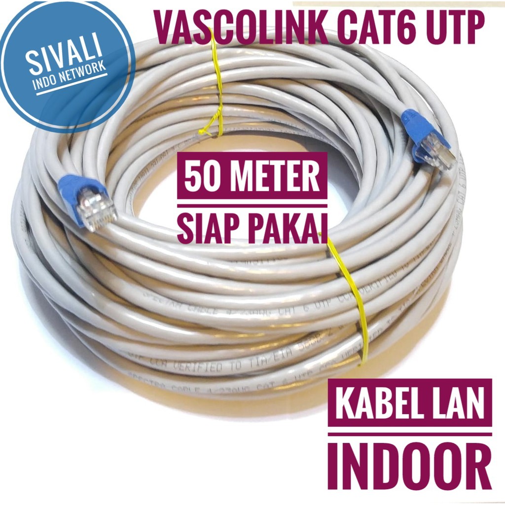 50 METER VASCOLINK KABEL LAN UTP CAT6 SIAP PAKAI