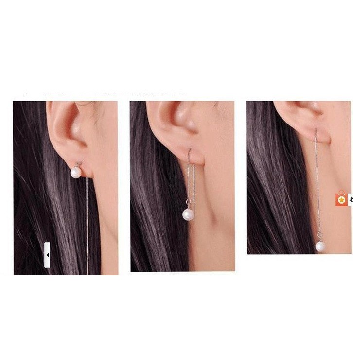 925 Perak Anting-Anting Wanita Gaya Korea Mutiara Merah Batu Akik Hitam Ornamen Bunga