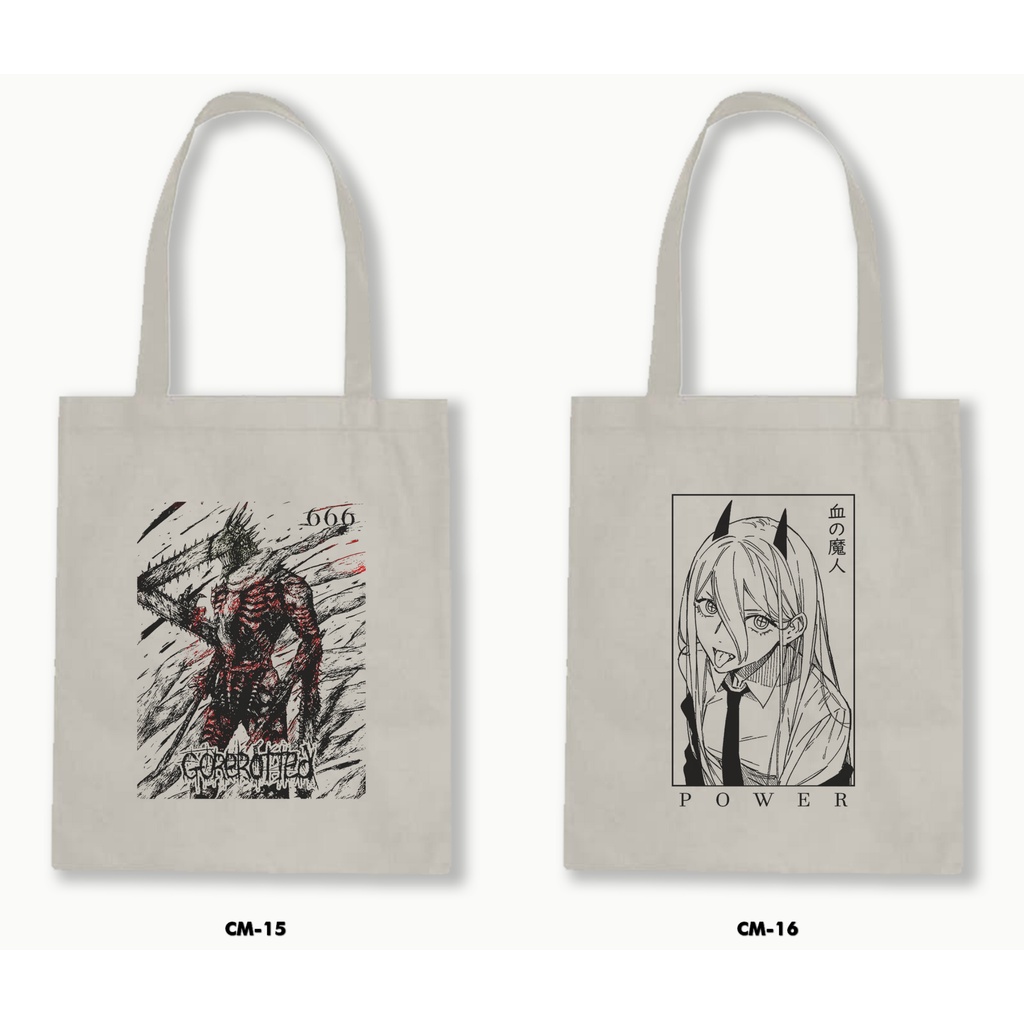 TOTE BAG BLACU - CHAINSAW MAN / ANIME / MANGA 01