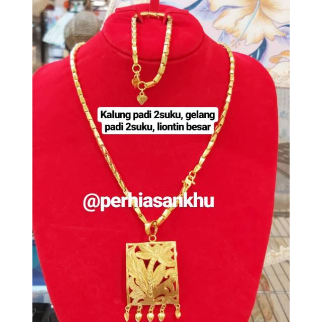 Set kalung gelang padi 2suku replika emas 24k
