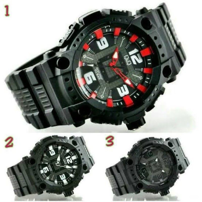 Q&amp;Q QNQ QQ Original Jam tangan Sport Pria - qq ori GW82J Series - Karet - Hitam Anti Air