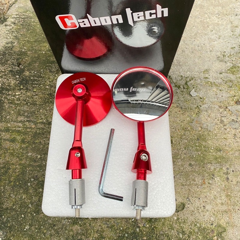 SPION JALU BAR END BULAT CEMBUNG TERMURAH UNIVERSAL NMAX PCX AEROX SCOOPY BEAT VARIO VESPA FINO ADV-Red cabontech