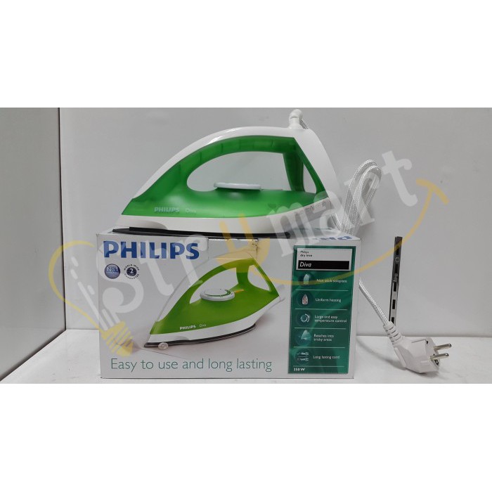 Setrika Philips Diva GC122 Kering , Philips Dry Iron Diva -green -original