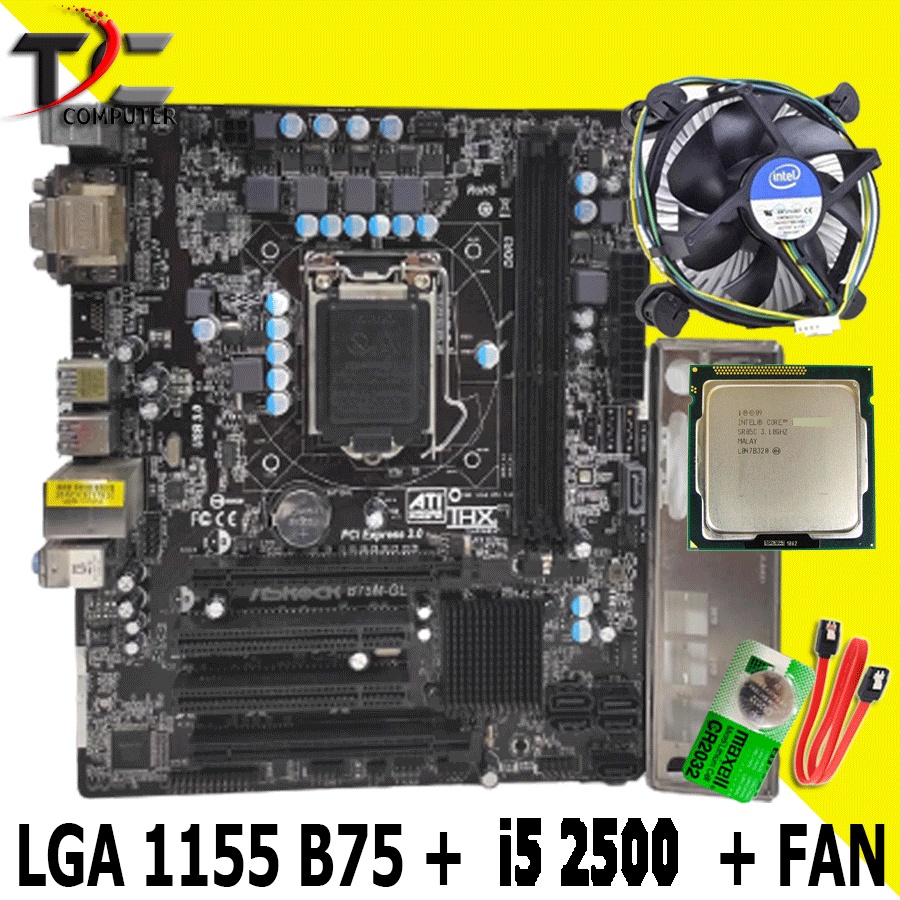 Motherboard Mainboard Mobo LGA 1155 B75M ASROCK + processor i5 2500