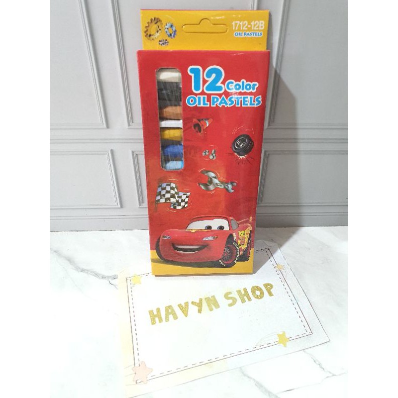 CRAYON 12 warna FANCY karakter lucu/krayon murah/oil pastels-Cars