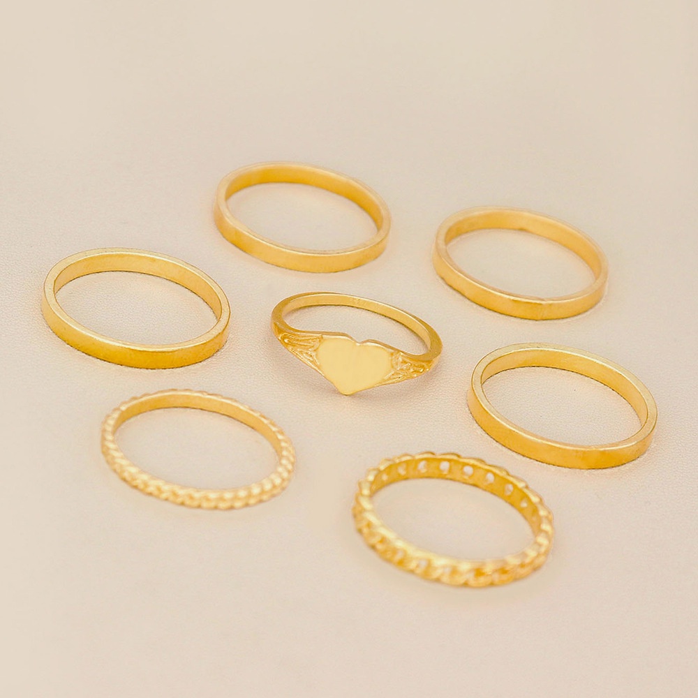 7 Pcs / set Cincin Geometris Gaya Eropa Dan Amerika