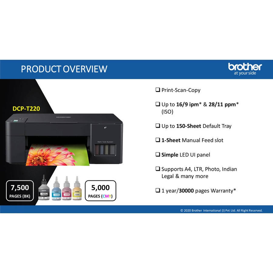 Brother Printer Ink Tank DCP-T220 Print Scan &amp; Copy DCPT220