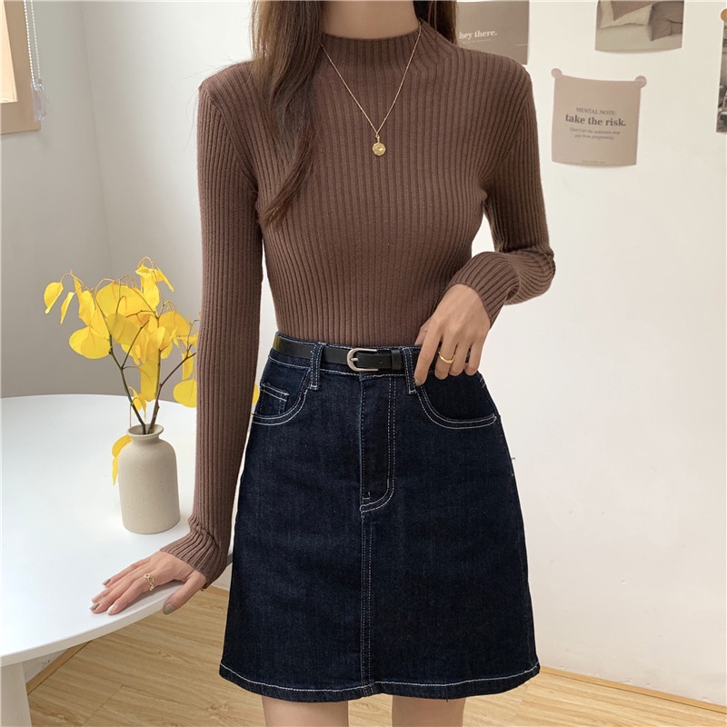 XIAOZHAINV Sweater Knit Wanita Korean Style Lengan Panjang 8A42