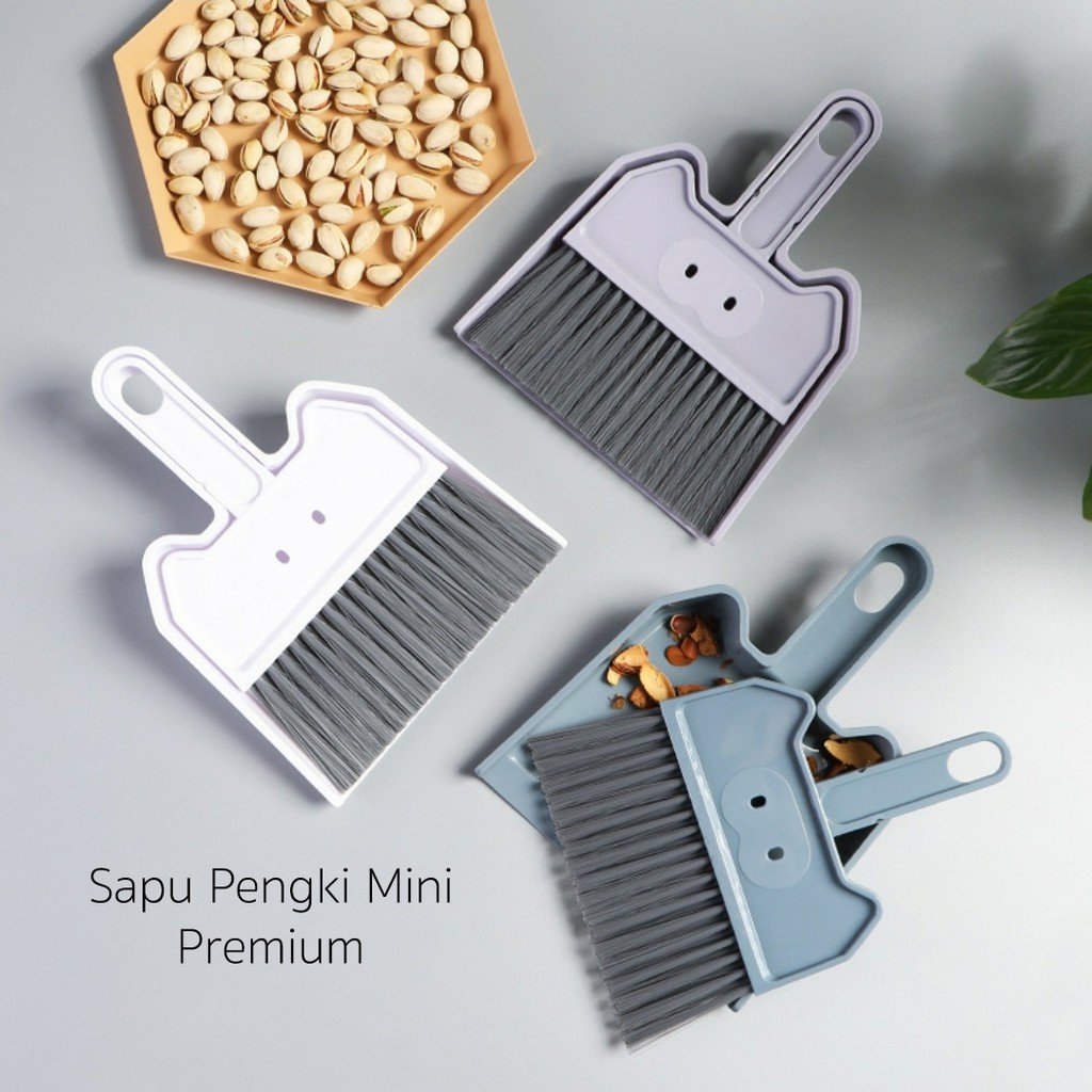 HA 52 Sapu Set Pengki Mini Premium Plastik Tebal Bulu Sintesis Kuat Tidak Mudah Kusut dan Rontok
