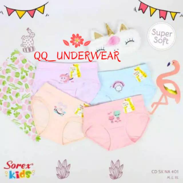 CD Celana Dalam Anak Perempuan Sorex Segitiga Super Soft NA 401 402 403 / Cd Anak Sorex Kids