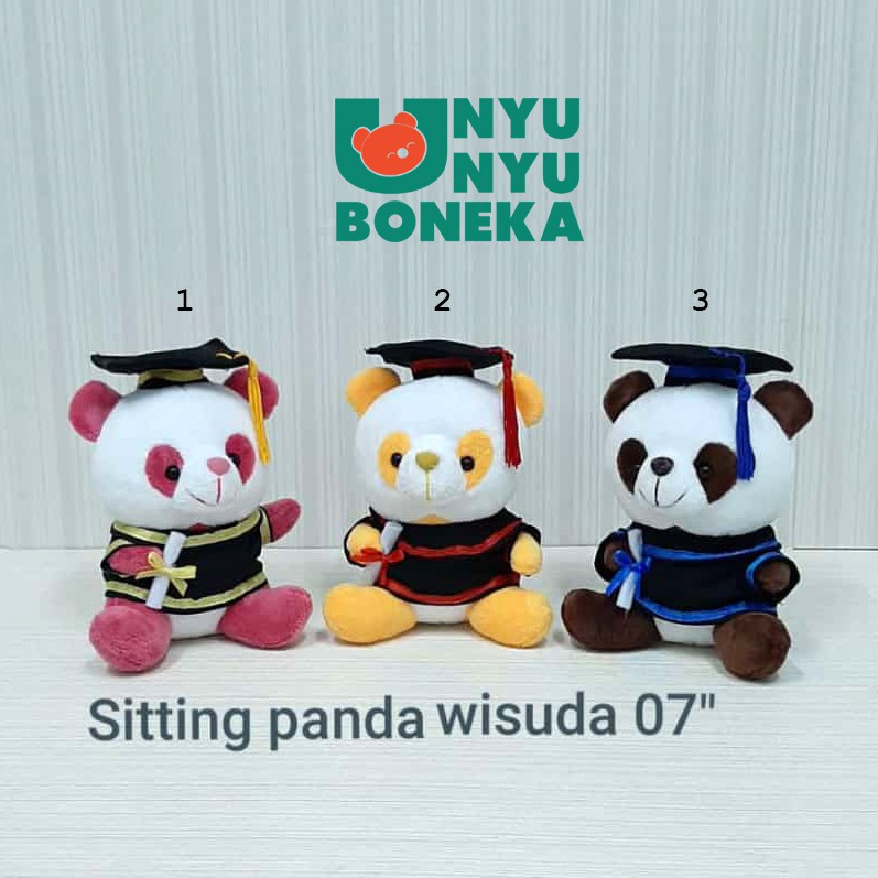 Boneka toga wisuda Panda 20cm graduation souvenir