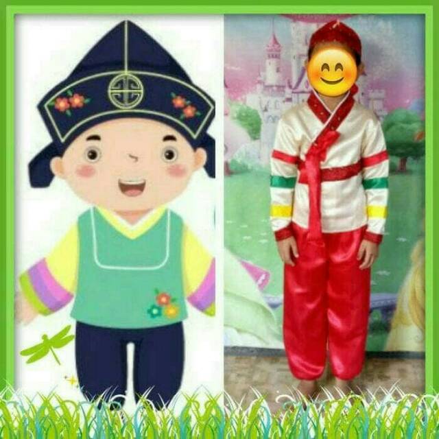 Kostum Hanbok Korea Baju Tradisional Negara Korea Anak Laki-Laki Import Size 2-12 Tahun