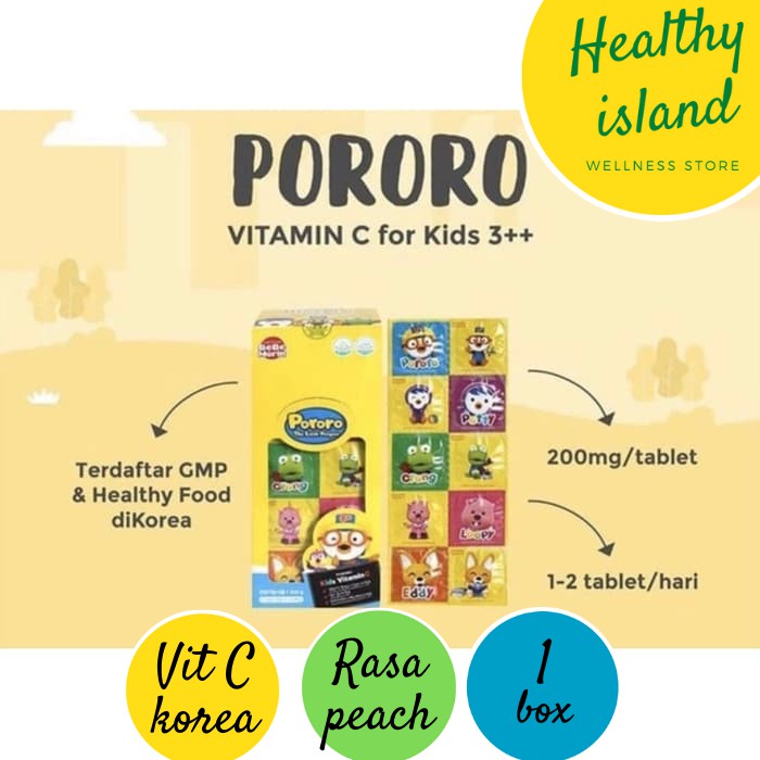 Vitamin C Korea Anak 2+ Tahun Rasa Peach Bebe Morin Pororo Kids Box