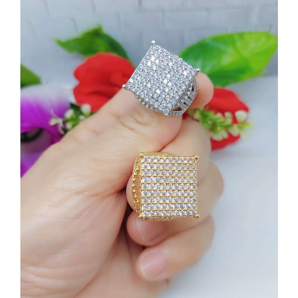 Cincin Xuping Permata Putih/Hitam Lapis Emas Perhiasan L21