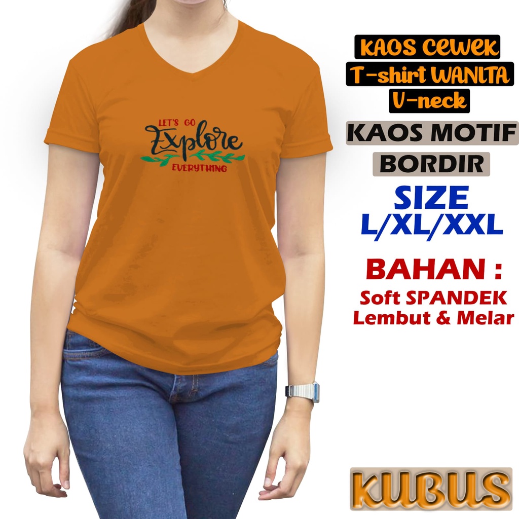 JESETA KAOS ATASAN WANITA V NECK BORDIR GROSIR MURAH ATASAN WANITA TSHIRT WANITA KAOS BORDIR SPANDEK