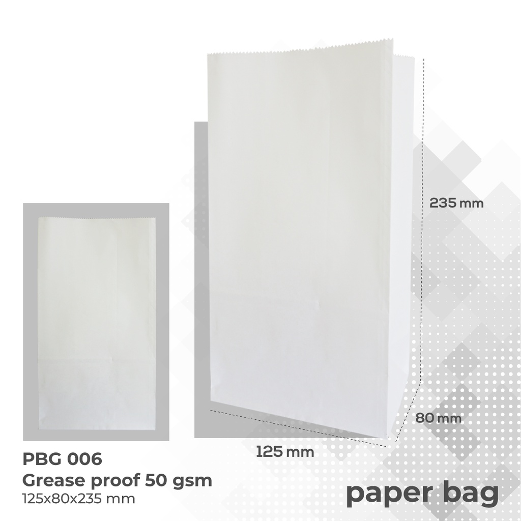 Paper Bag Small Roti Size 12.5X8X23.5 (Isi 50 Pcs-PBG6)