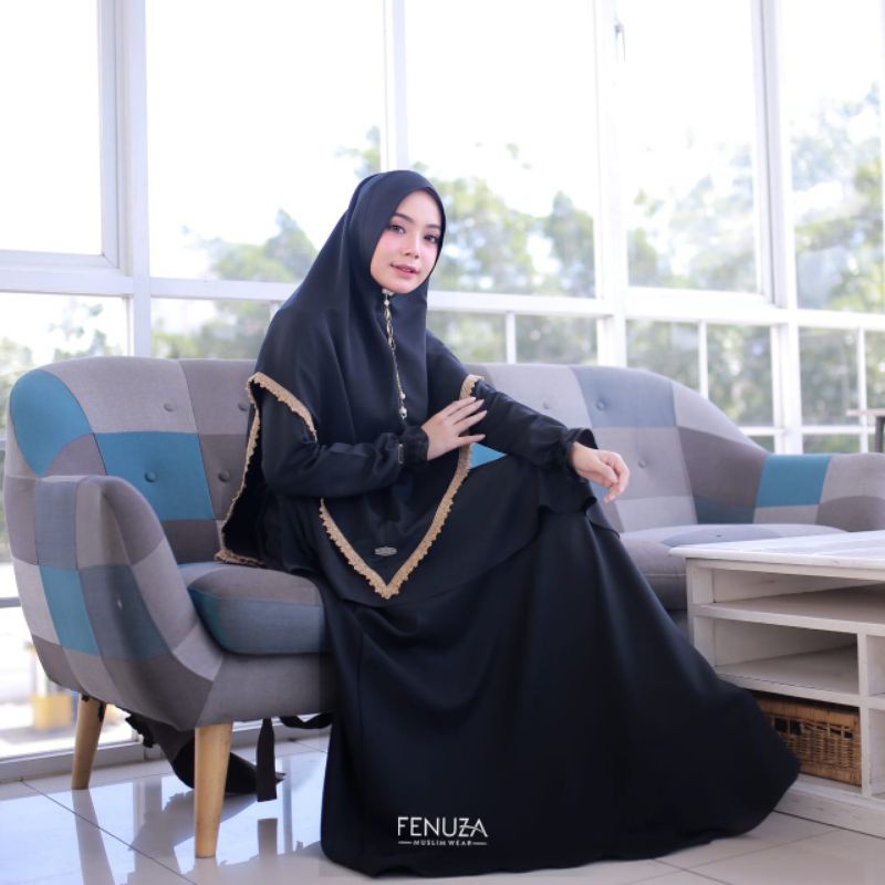 FENUZA GAMIS KEISHA DEEP BLACK /GAMIS HITAM/ GAMIS SYARI HITAM