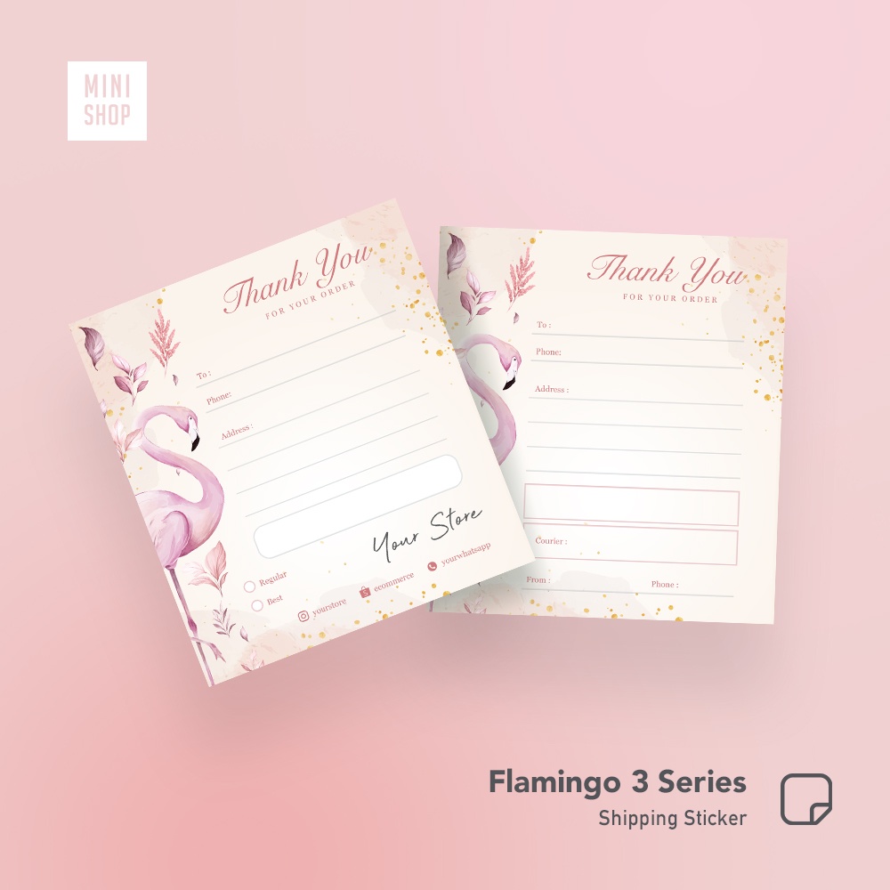 

150 pcs Stiker Label Pengiriman Custom tema Flamingo 3 ( Shipping Sticker Aesthetic Murah )