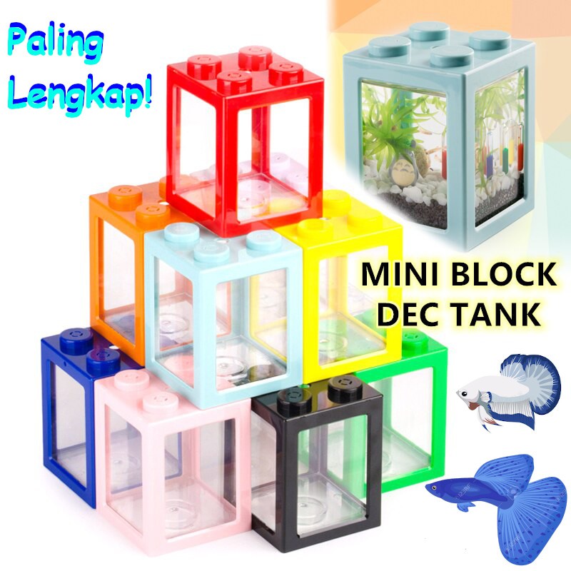 Aquarium Mini Lego Aquarium Mini Hias Cupang Guppy - Paket Lengkap II