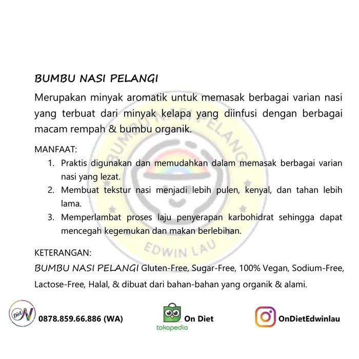 

Best Seller - Bumbu Nasi Pelangi Edwin Lau - 3Varian - Talas Ungu