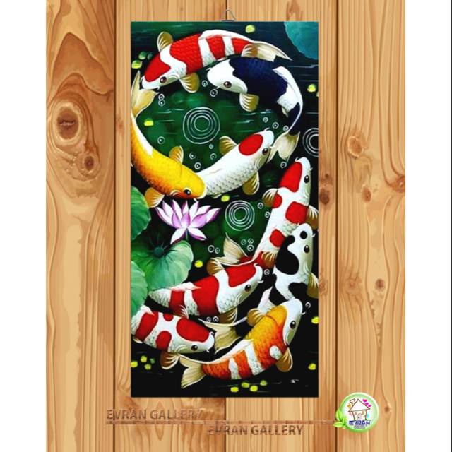 Hiasan Dinding Ikan Koi 15x30cm Pajngan Dinding Walldecor Poster Kayu MDF Jaya Dekor