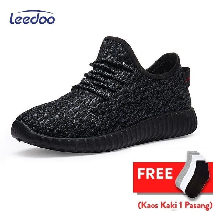 Leedoo Sepatu Sneakers Pria Sepatu Karet Pria Sepatu Casual Pria MR207 - Hitam, 40