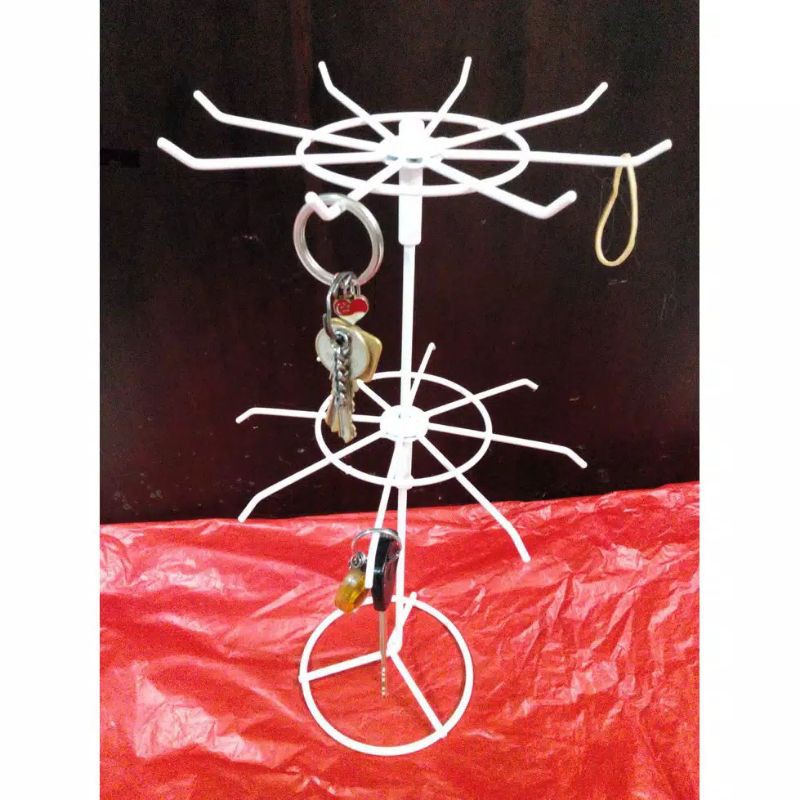 Rak Display Putar Matahari 2 Susun Gantungan Aksesoris Display