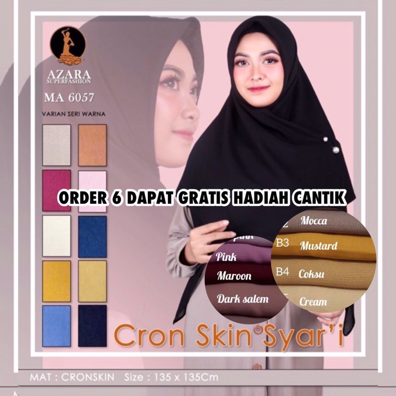 Dhia - CRON SKIN SYARI / SEGI EMPAT JUMBO AZARA / KERUDUNG SYARI / JILBAB SYARI / JILBAB GROSIR COD
