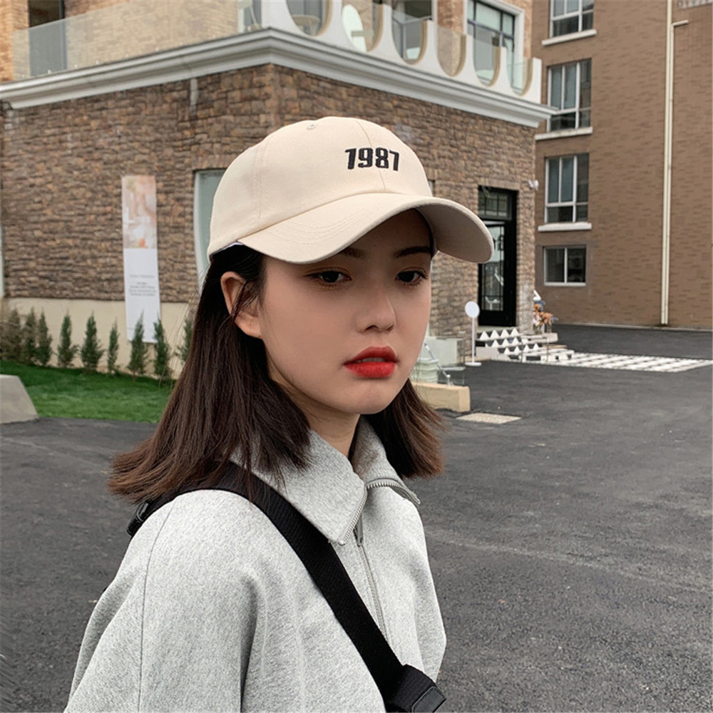 Topi Baseball Motif Bordir Alfabet 1987 6 Warna Serbaguna Gaya Korea Hipster Kasual Untuk Anak-Anak