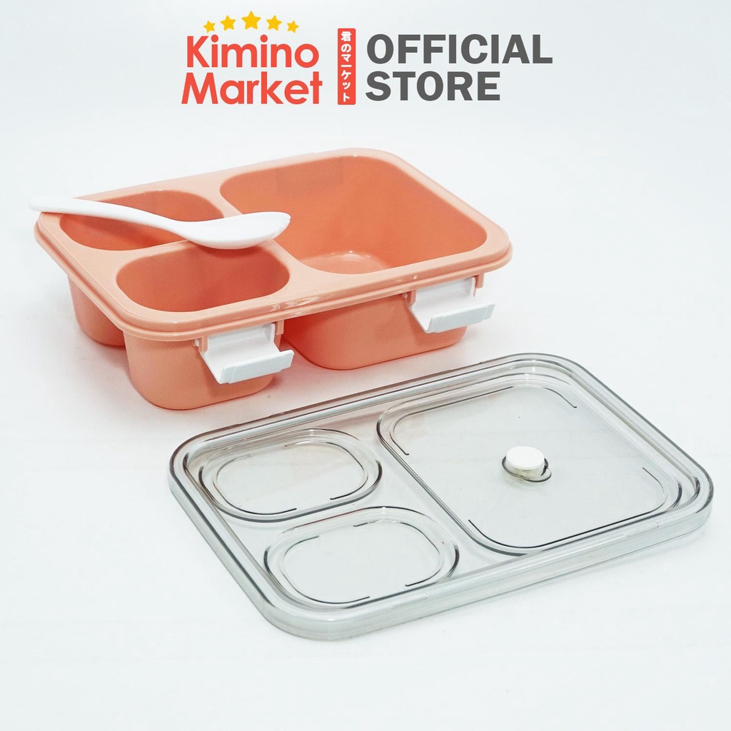 Lunch Box Bento Set Kotak Makan Siang Kotak Bekal dgn Sendok Tutup Kuat