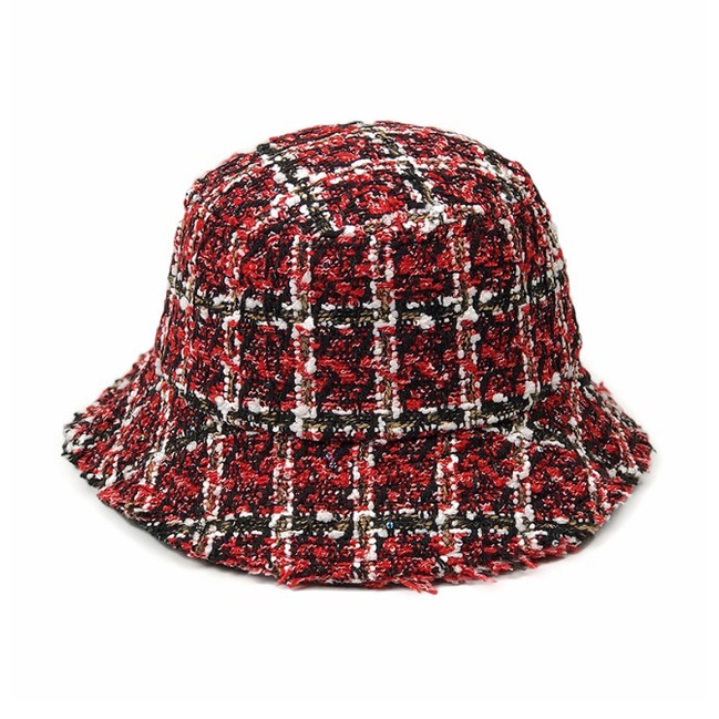 IMPORT WOMAN TWEED BUCKET HAT WINTER AUTUMN KOREAN STYLE TOPI WANITA MUSIM DINGIN