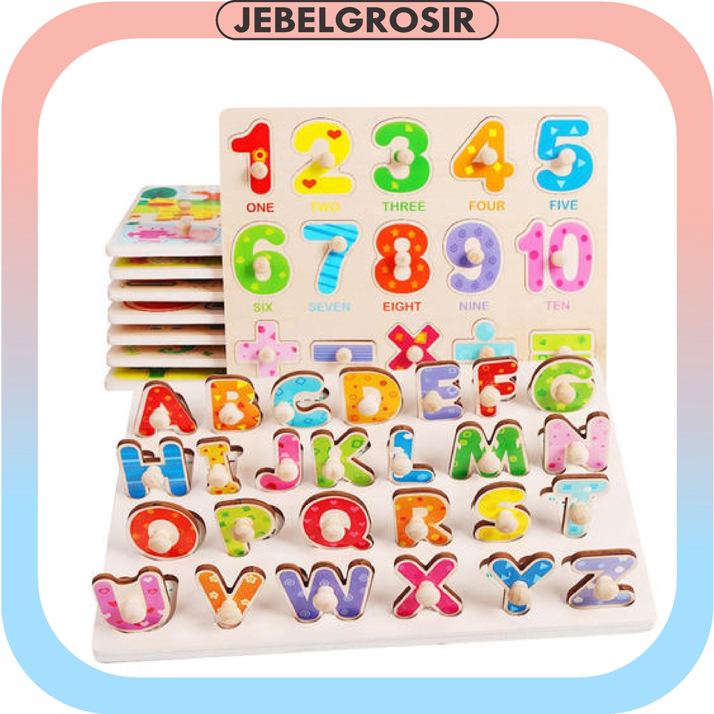 Puzzle Knop Kayu Pengasah Otak dan Motorik Anak Karakter Lucu 395