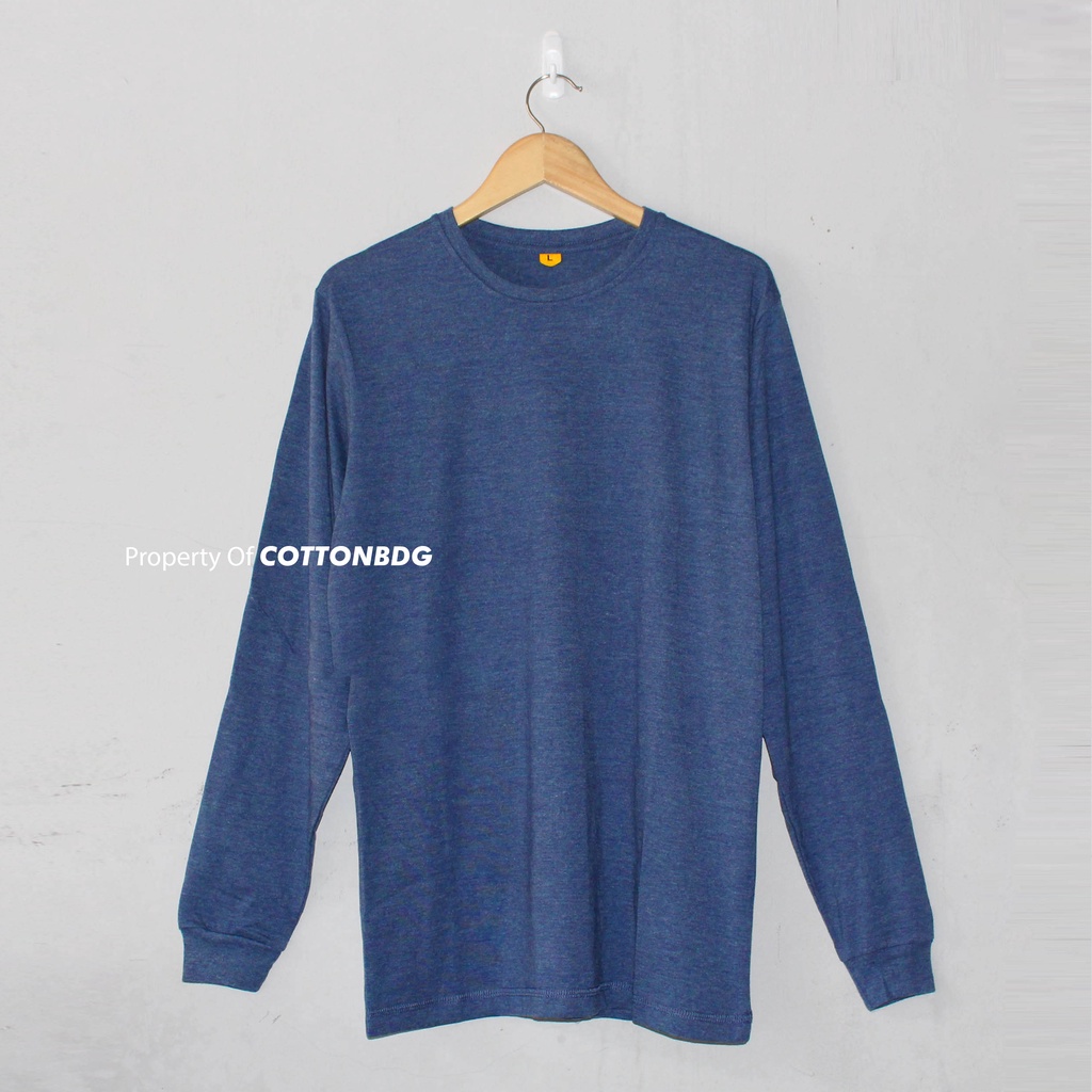 KAOS POLOS NAVY MISTY PRIA WANITA LENGAN PANJANG UKURAN S-XL BAHAN TWOTONE 30S ORGINAL