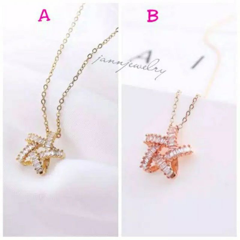 Kalung titanium asli KT-30 full mata zircon anti karat uk 45cm korea