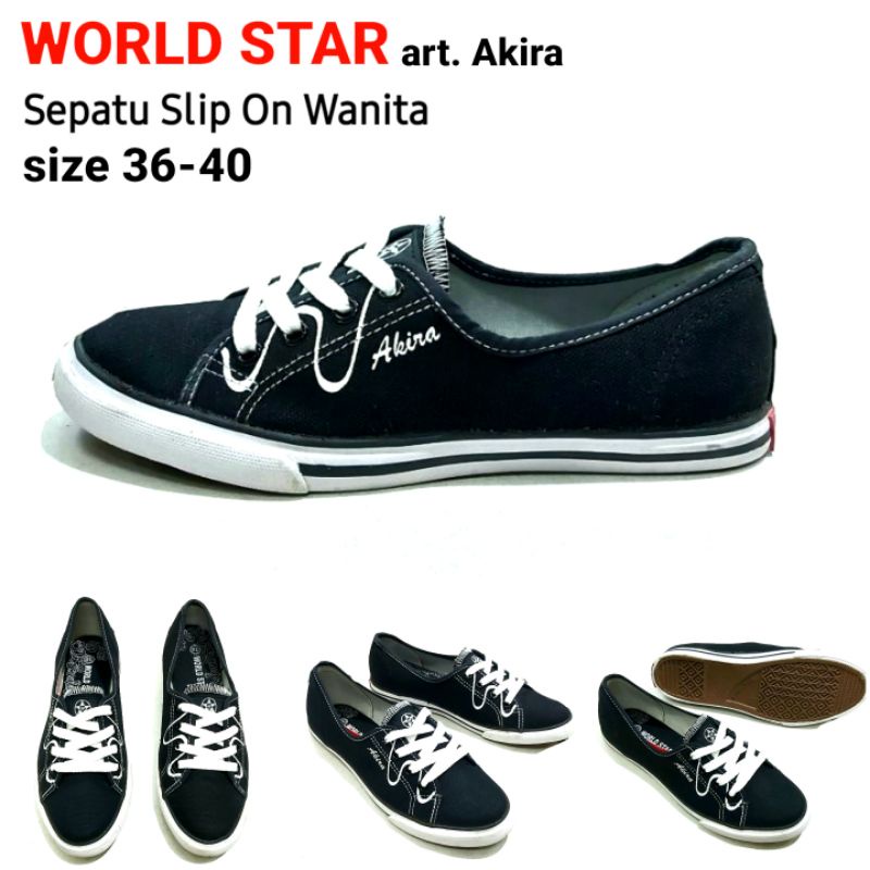 SEPATU SNEAKERS SLIP ON PEREMPUAN size 36-40 SEPATU WORLD STAR TERMURAH