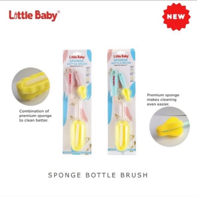 Little Baby Sponge Bottle Brush / Sikat Botol BUSA PREMIUM / BRISTLE (Isi 2)