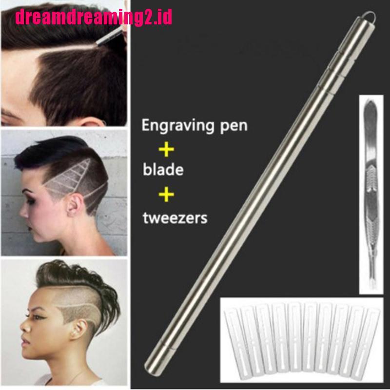 （✔✔❤1 Set Pen Ukir Rambut + 10Pcs Pisau