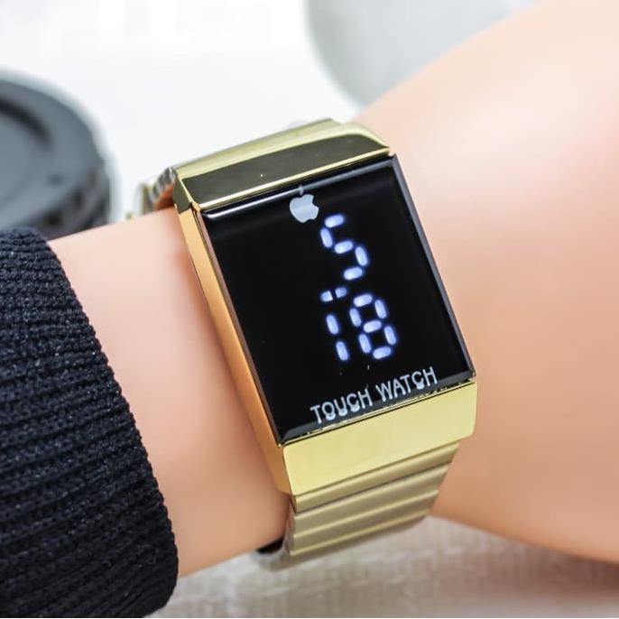 Discount Jam Tangan Pria / Wanita iphone LED SK999 Rantai Gold Terbaru
