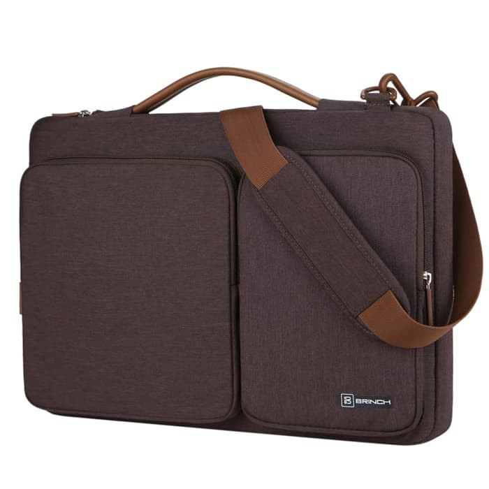 BRINCH Long Strap Tas Laptop Bag Waterproof Selempang jinjing anti air 15 - 15.6 inch - Brown