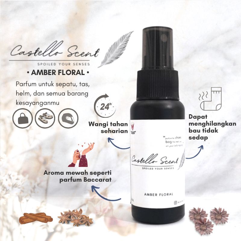 Castello Scent AMBER FLORAL parfum sepatu tas helm penghilang bau bakarat