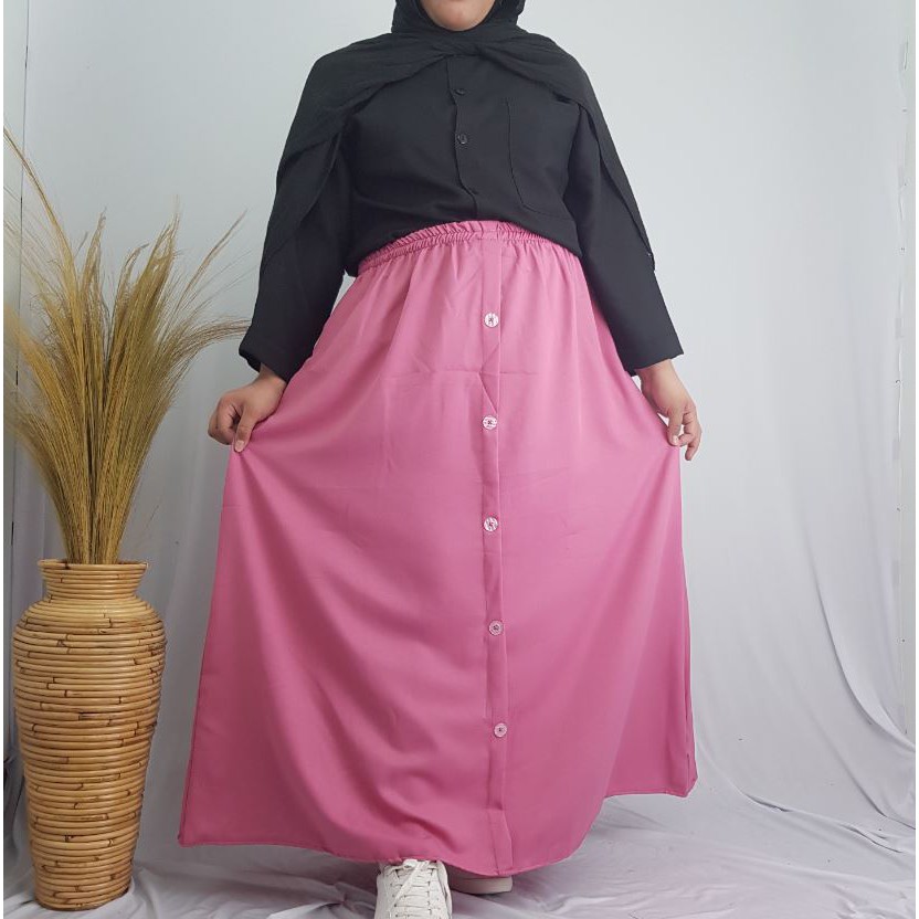 [BIGSIZE/JUMBO] ROK JUMBO MOSCREPE / WOLLYCREPE -KANCING - PANJANG POLOS - MUSLIMAH